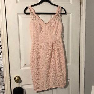 David’s Bridal pink bodycon dress